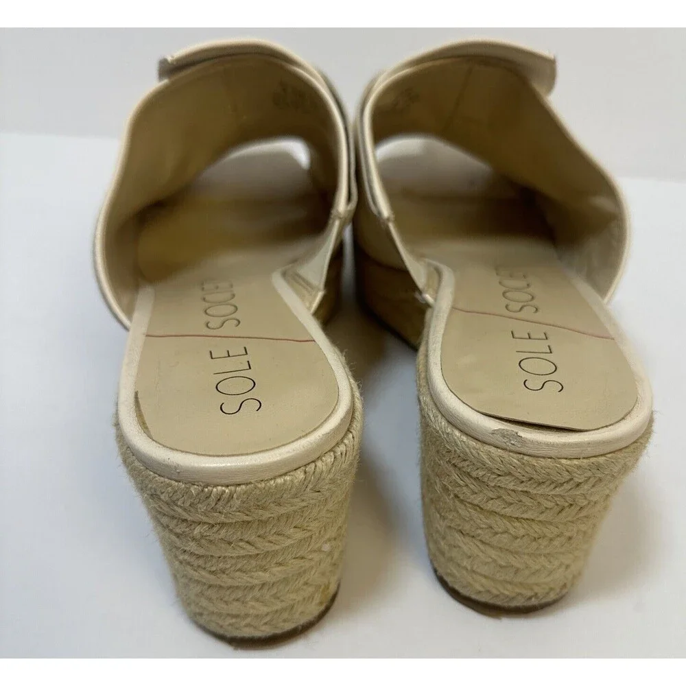 Sole Society Espadrille Beige Bow Wedges Size 8.5